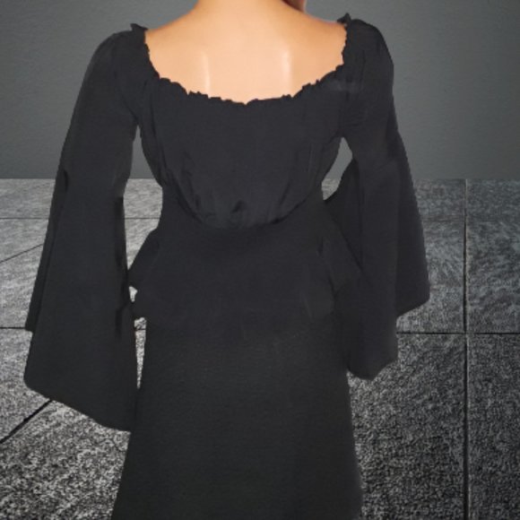 Women's Black Gothic Peasant Top Blouse Size Medium - Picture 4 of 6